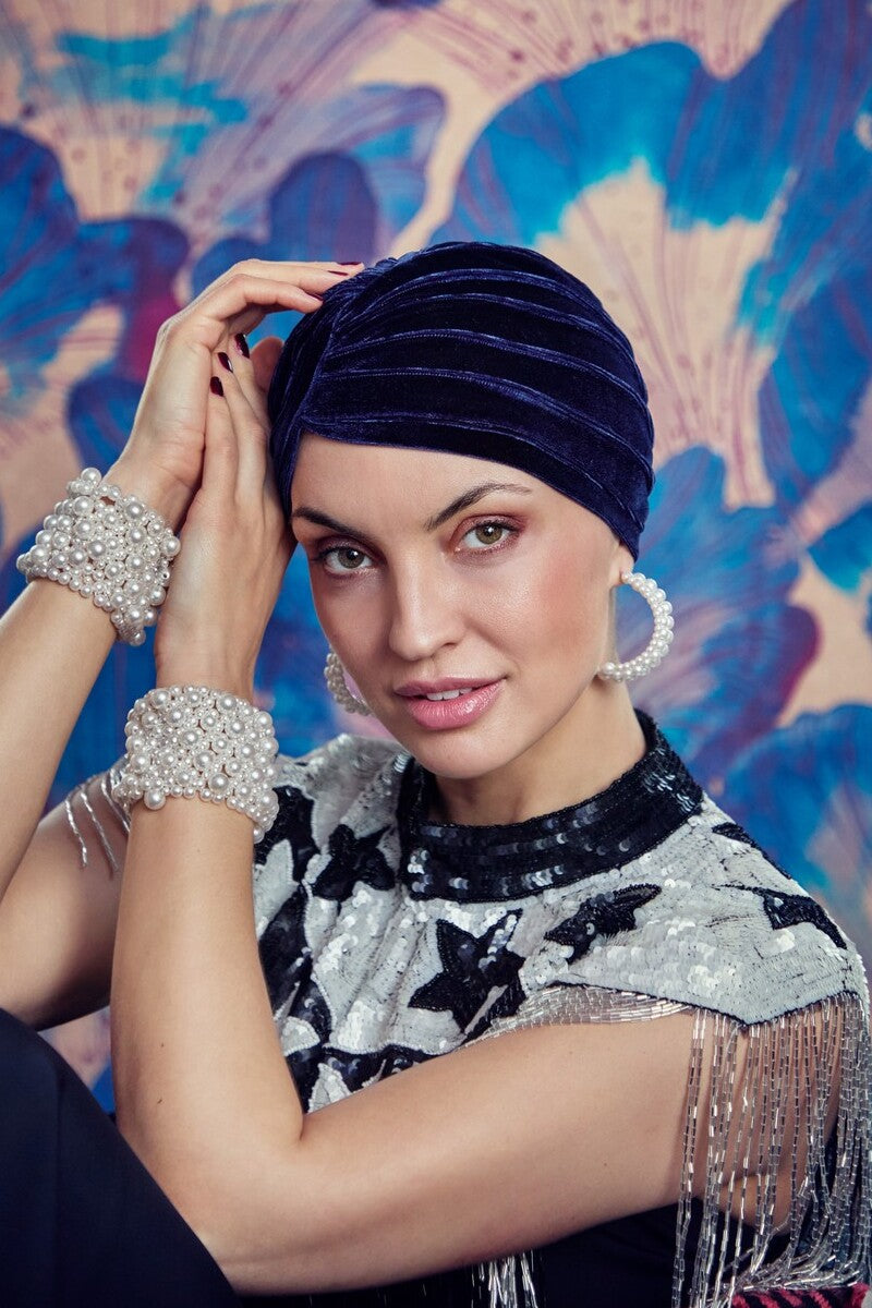 Pearl - Cuffia in velluto - blu 3024-4059