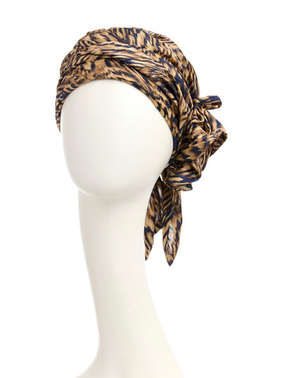 Juvela - Turbante con fascia rimovibile in poliestere/viscosa - fantasia Waves of blue 3042-4054