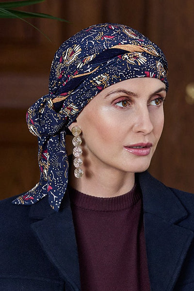 Beatrice - Turbante con nastri corti in viscosa di bambù - Fantasia – 1419-4119