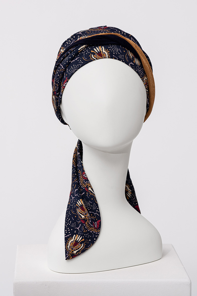 Beatrice - Turbante con nastri corti in viscosa di bambù - Fantasia – 1419-4119