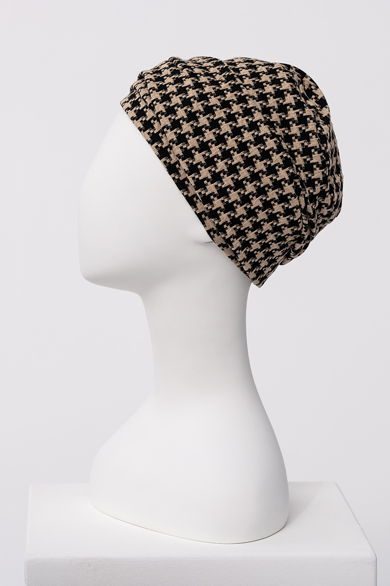 Lea - Cuffia in poliestere/viscosa di bambù – Nero/Beige 1609-4132