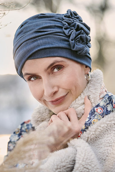 Turbante Lotus - Cuffia in bambù/tencel/poliestere - Denim 1613-4131