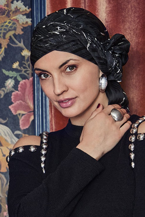 Juvela - Turbante con fascia rimovibile in poliestere/bambù – fantasia 3042-4142
