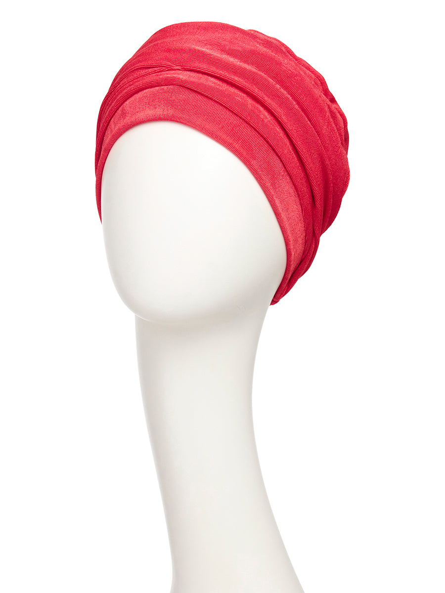 Aria - Turbante in poliestere/bambù - rosso corallo 3050-4113