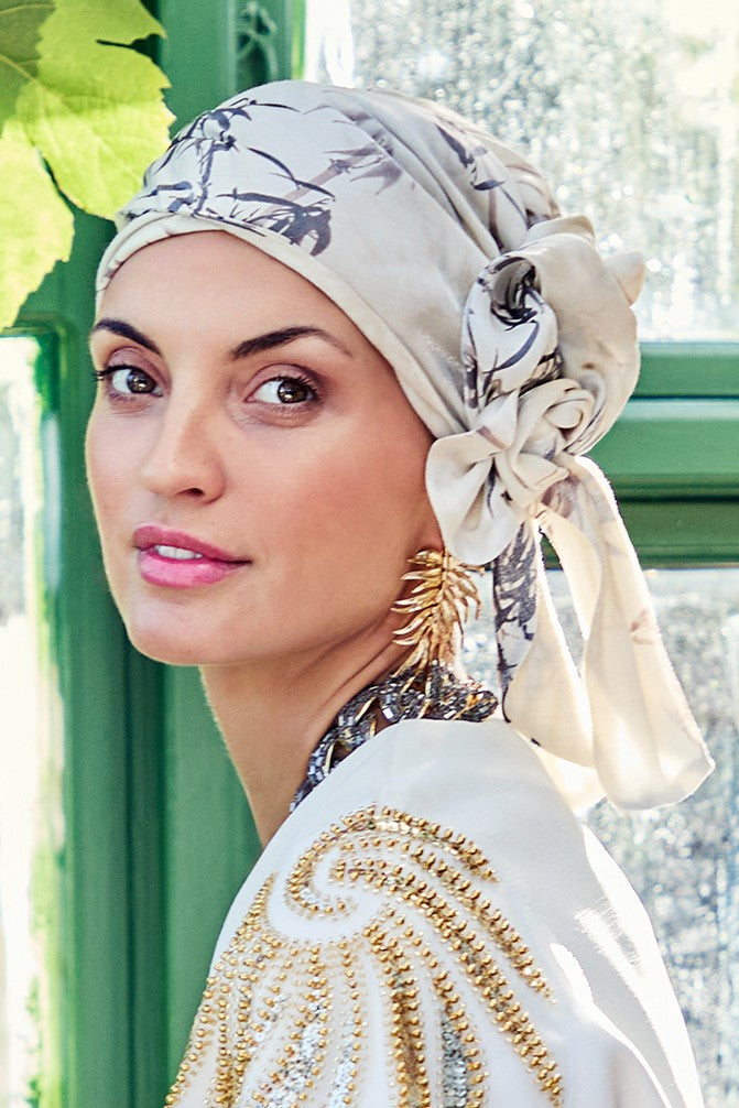 Juvela - Turbante con fascia rimovibile in viscosa/poliestere/bambù - fantasia 3053-4110