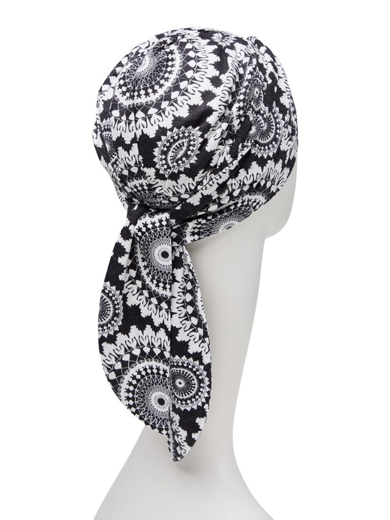 Turbante Beatrice - Cuffia in lino con nastri corti - 1460-0818