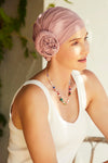 Turbante Zuri - Cuffia con fiore in cotone Supima - rosa 1484-0845